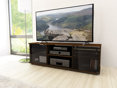 brown Wood TV Stand for TVs up to 75" Fiji Collection lifestyle scene by CorLiving#color_brown