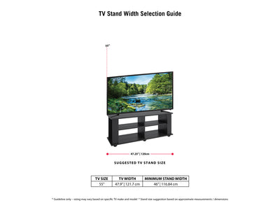 Black Wooden TV Stand for TVs up to 55" Fillmore Collection infographic by CorLiving#color_black