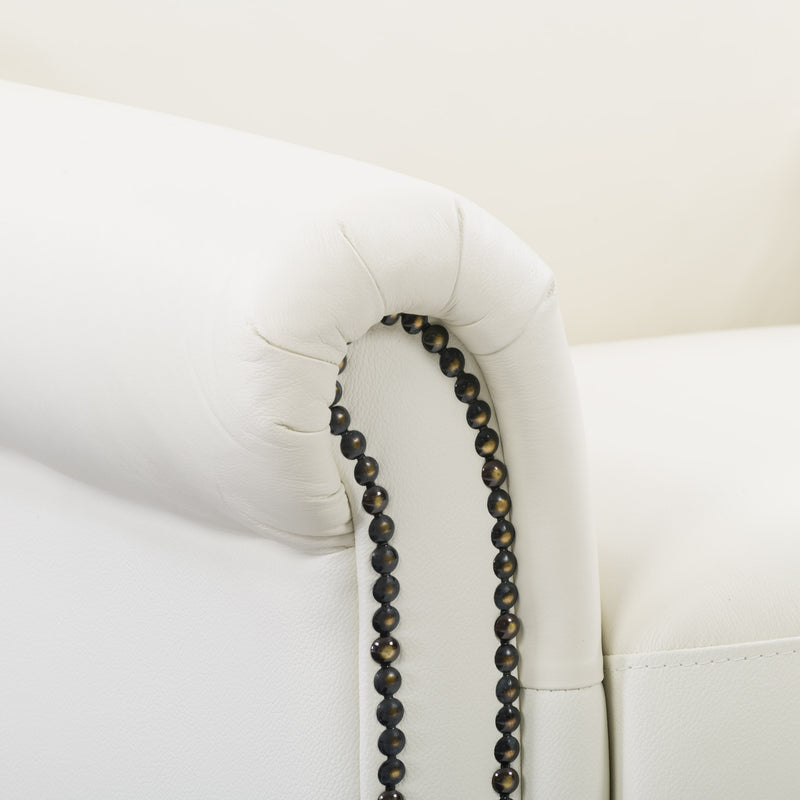 white Leather Armchair Zoe Collection detail image by CorLiving