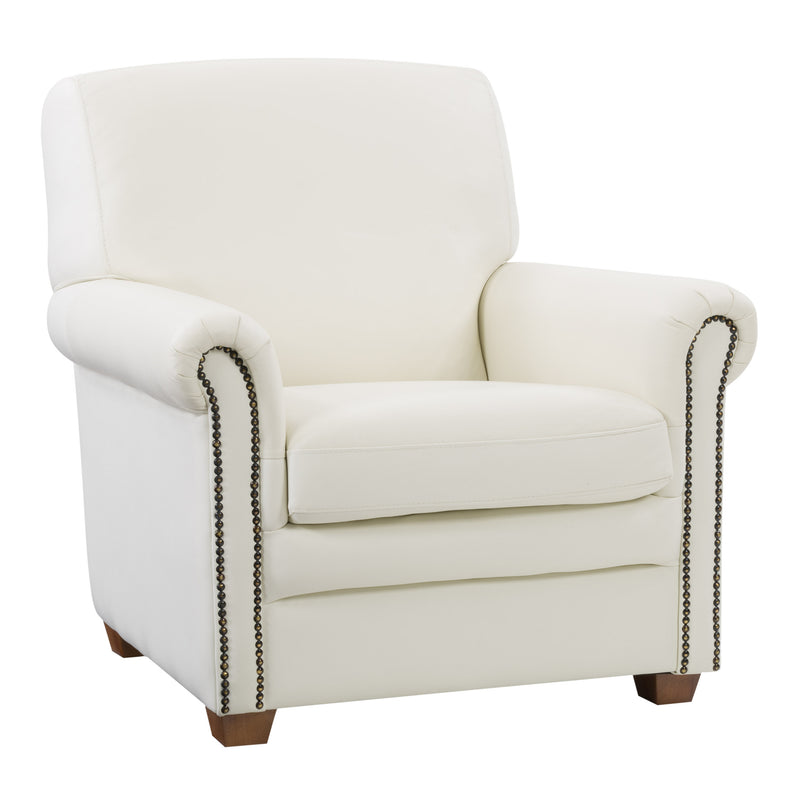 white Leather Armchair Zoe Collection product image by CorLiving