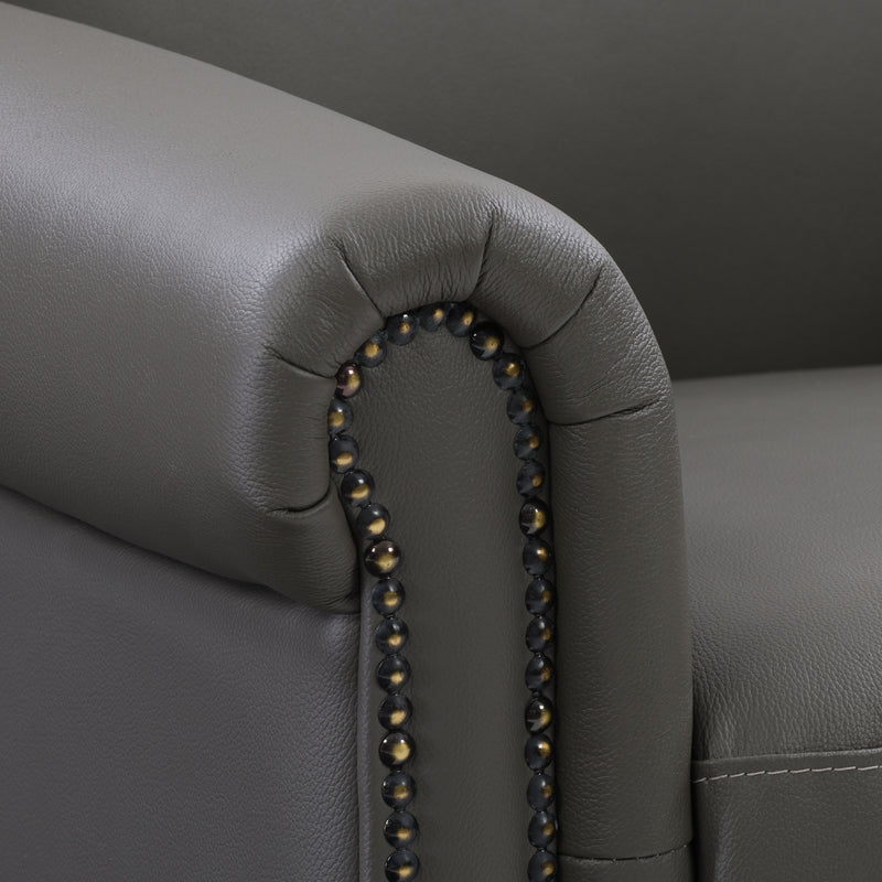medium grey leather Leather Armchair Zoe Collection detail image by CorLiving