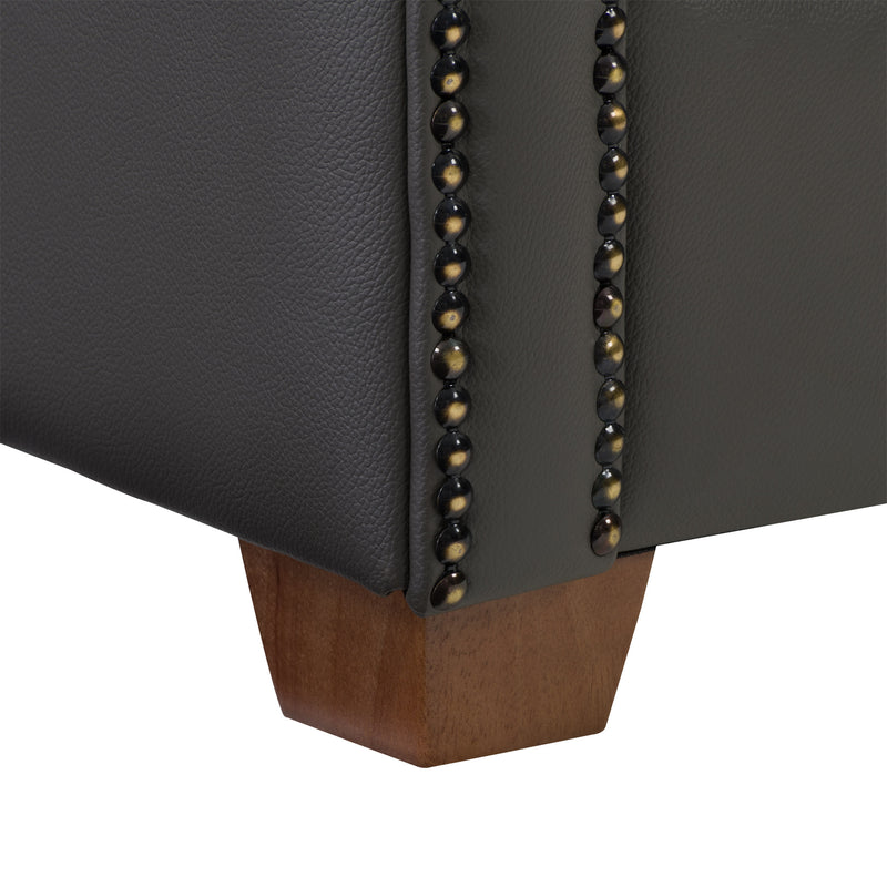 medium grey leather Leather Armchair Zoe Collection detail image by CorLiving