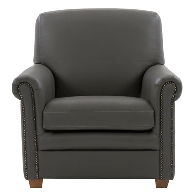 medium grey leather Leather Armchair Zoe Collection product image by CorLiving#color_medium-grey-leather