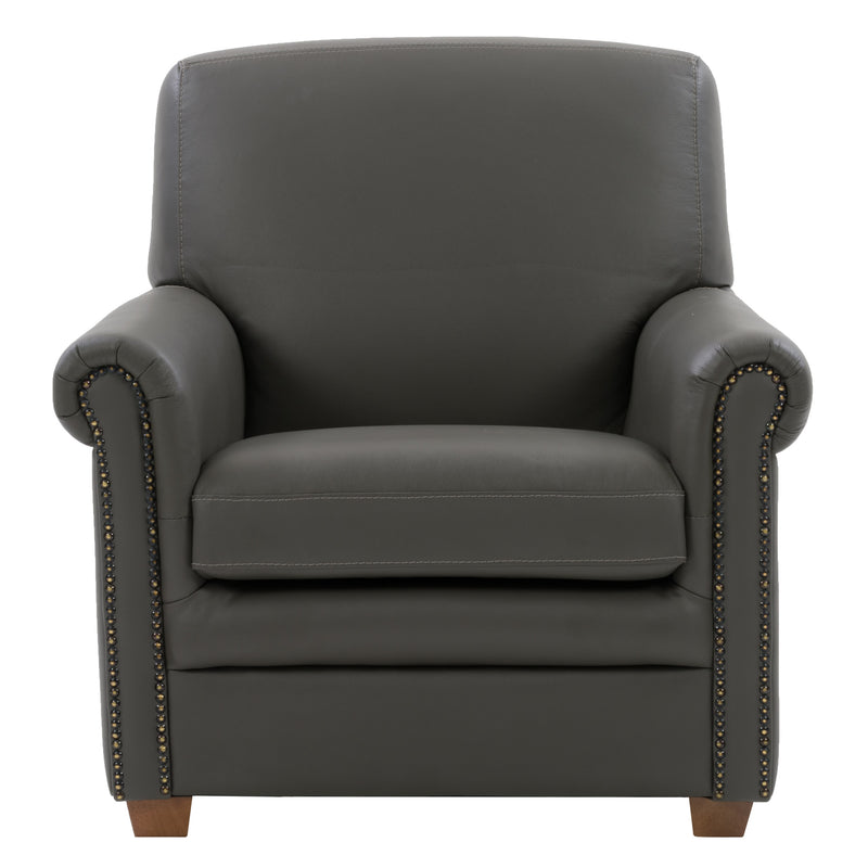 medium grey leather Leather Armchair Zoe Collection product image by CorLiving