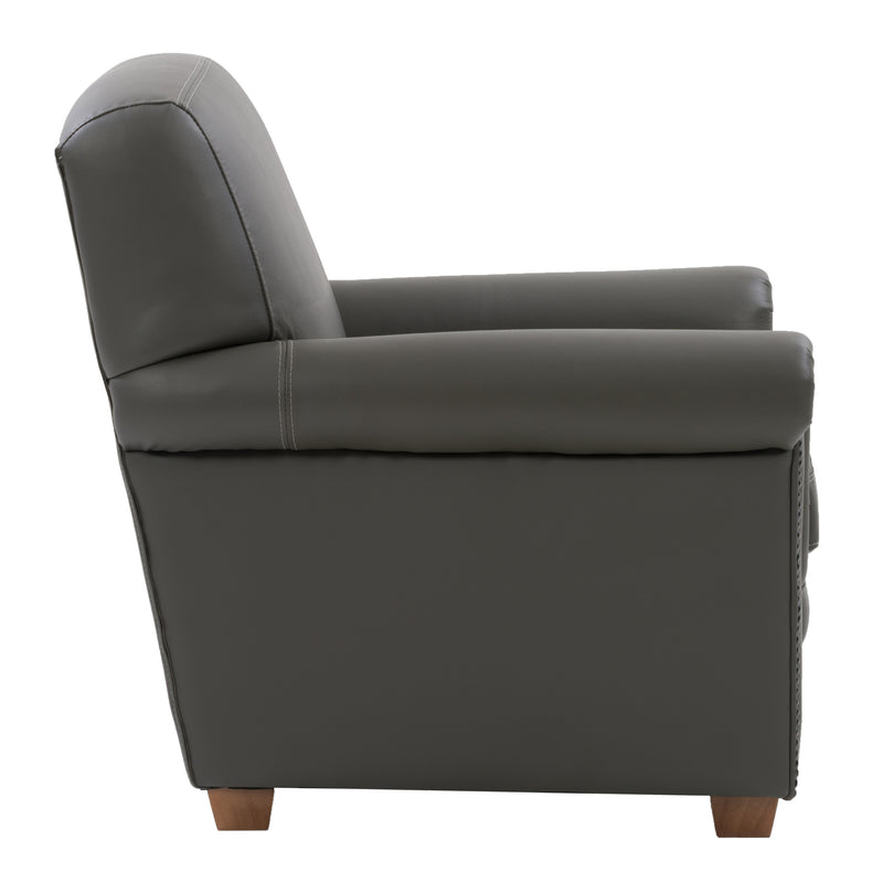 medium grey leather Leather Armchair Zoe Collection product image by CorLiving