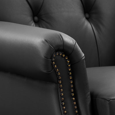 black Leather Armchair Hampton Collection detail image by CorLiving#color_black