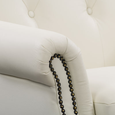 white Leather Armchair Hampton Collection detail image by CorLiving#color_white