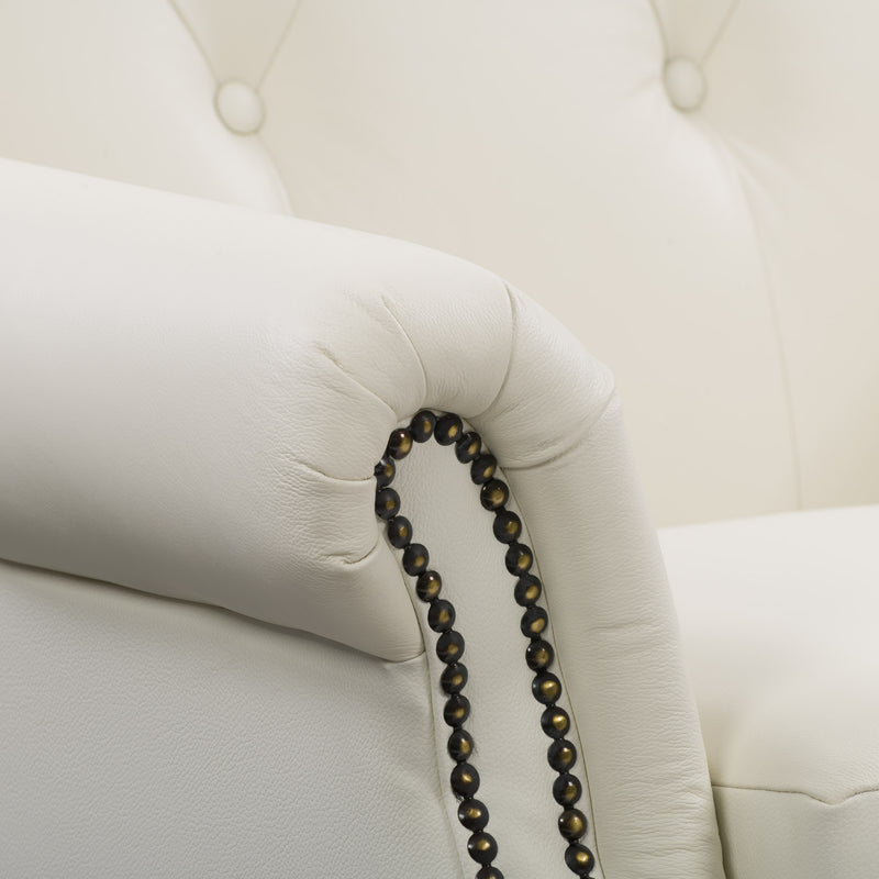 white Leather Armchair Hampton Collection detail image by CorLiving
