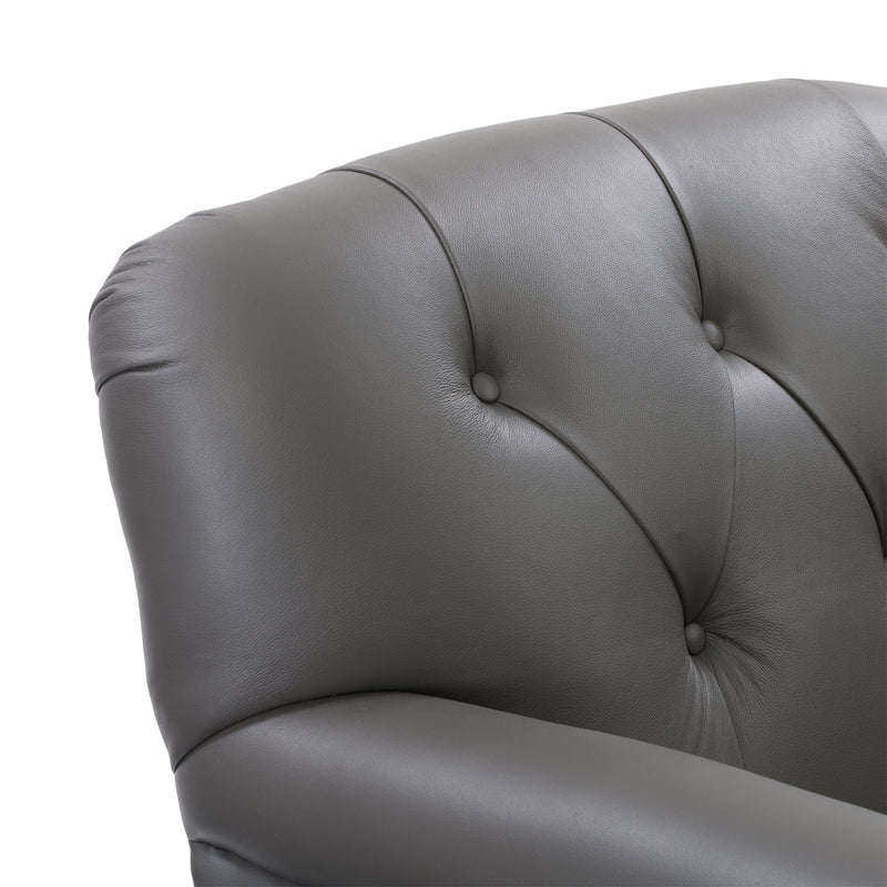 medium grey leather Leather Armchair Hampton Collection detail image by CorLiving