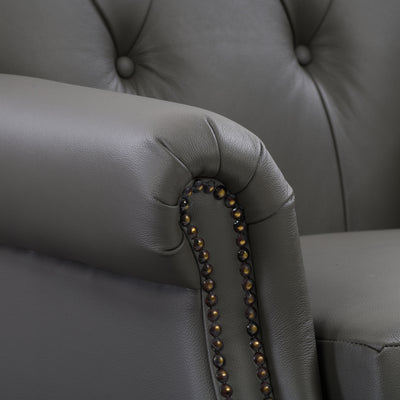medium grey leather Leather Armchair Hampton Collection detail image by CorLiving#color_medium-grey-leather