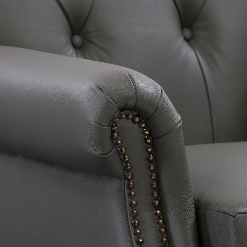medium grey leather Leather Armchair Hampton Collection detail image by CorLiving