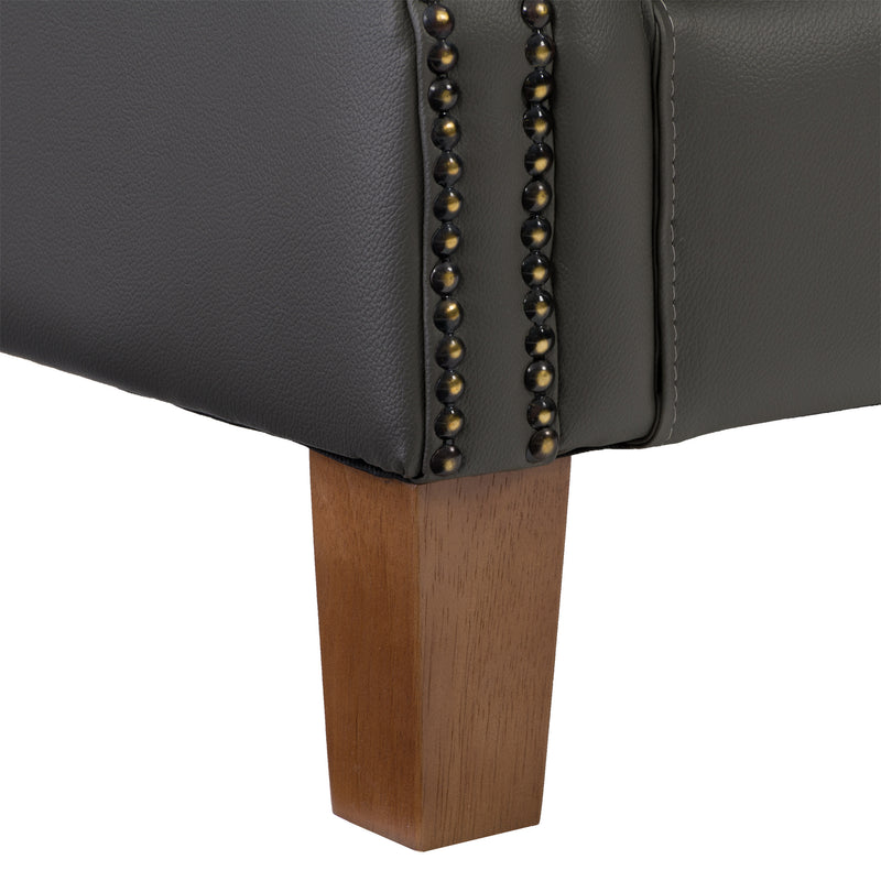 medium grey leather Leather Armchair Hampton Collection detail image by CorLiving