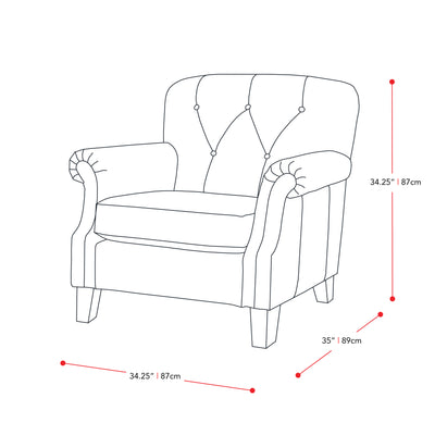 medium grey leather Leather Armchair Hampton Collection measurements diagram by CorLiving#color_medium-grey-leather