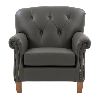 medium grey leather Leather Armchair Hampton Collection product image by CorLiving#color_medium-grey-leather