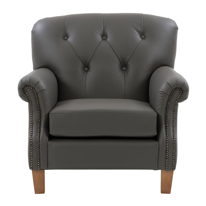 medium grey leather Leather Armchair Hampton Collection product image by CorLiving