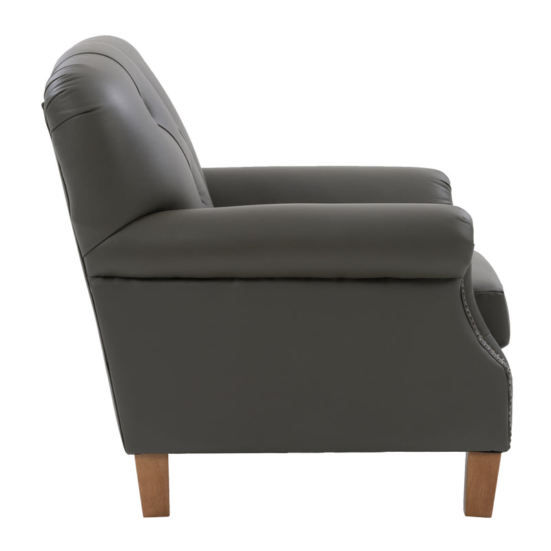 medium grey leather Leather Armchair Hampton Collection product image by CorLiving
