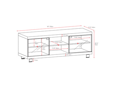 black TV Stand for TVs up to 75" Holland Collection measurements diagram by CorLiving#color_black