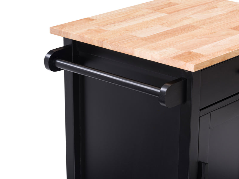 black Kitchen Cart on Wheels Callan Collection detail image by CorLiving