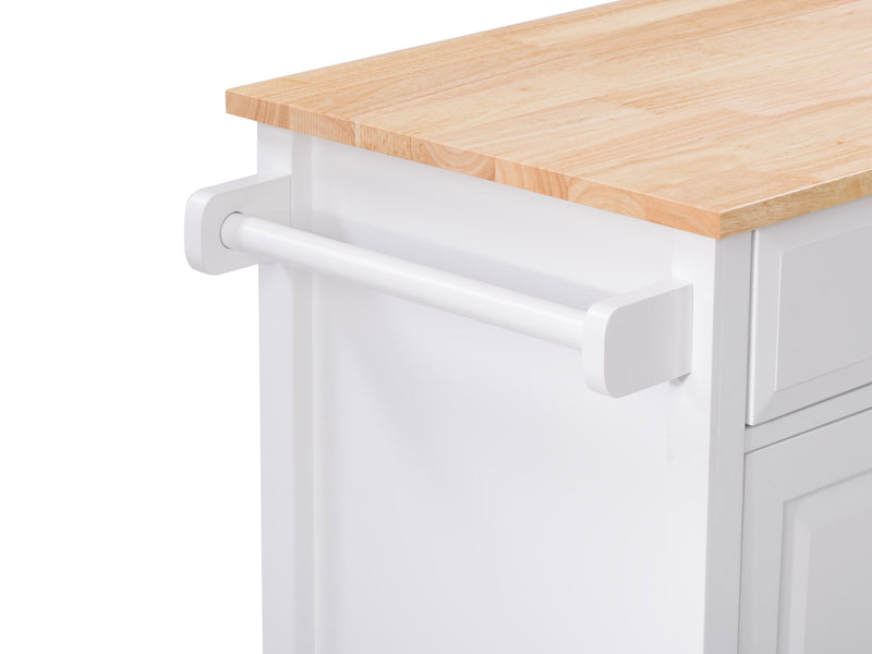 white Kitchen Cart on Wheels Chase Collection detail image by CorLiving
