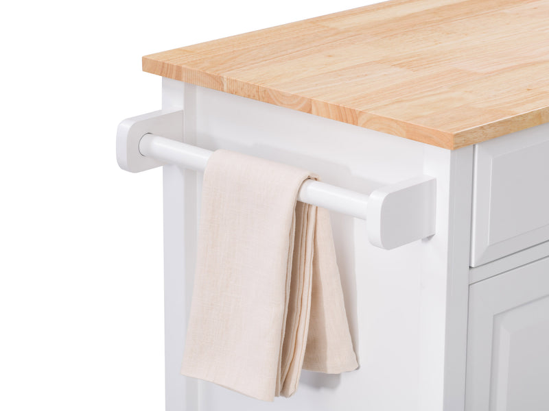 white Kitchen Cart on Wheels Chase Collection detail image by CorLiving