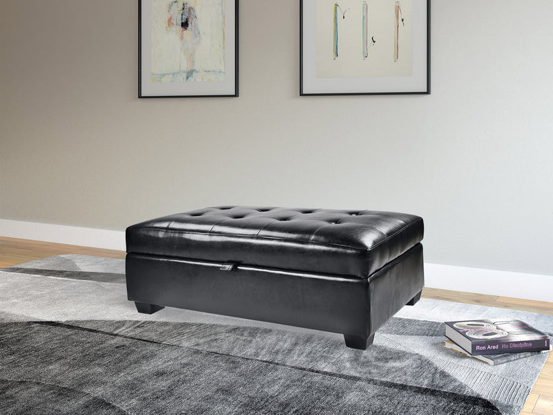 black Tufted Ottoman with Storage Antonio Collection lifestyle image by CorLiving