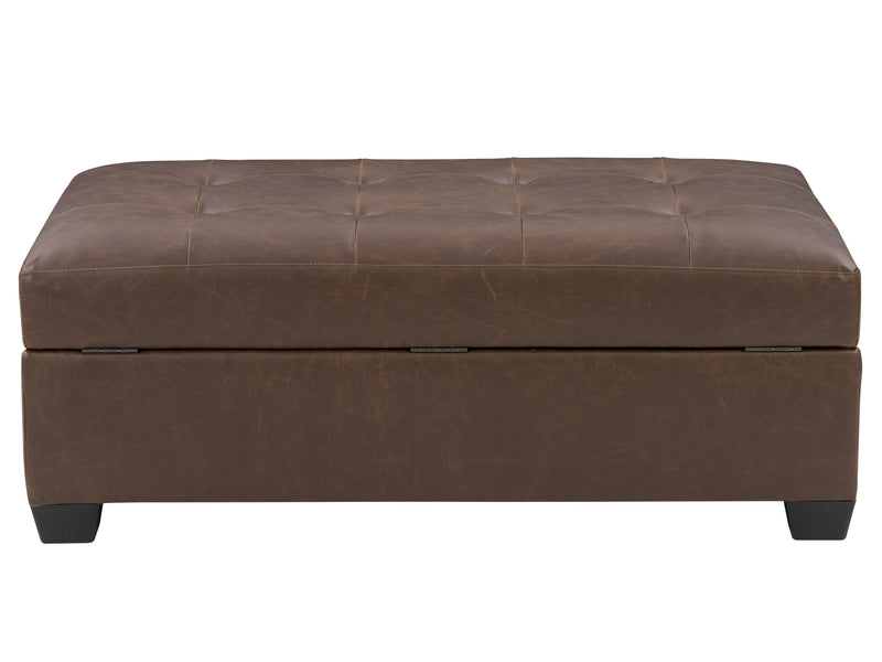 dark brown Tufted Ottoman with Storage Antonio Collection product image by CorLiving