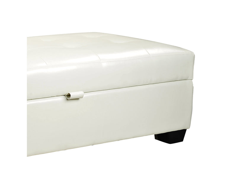white Tufted Ottoman with Storage Antonio Collection detail image by CorLiving