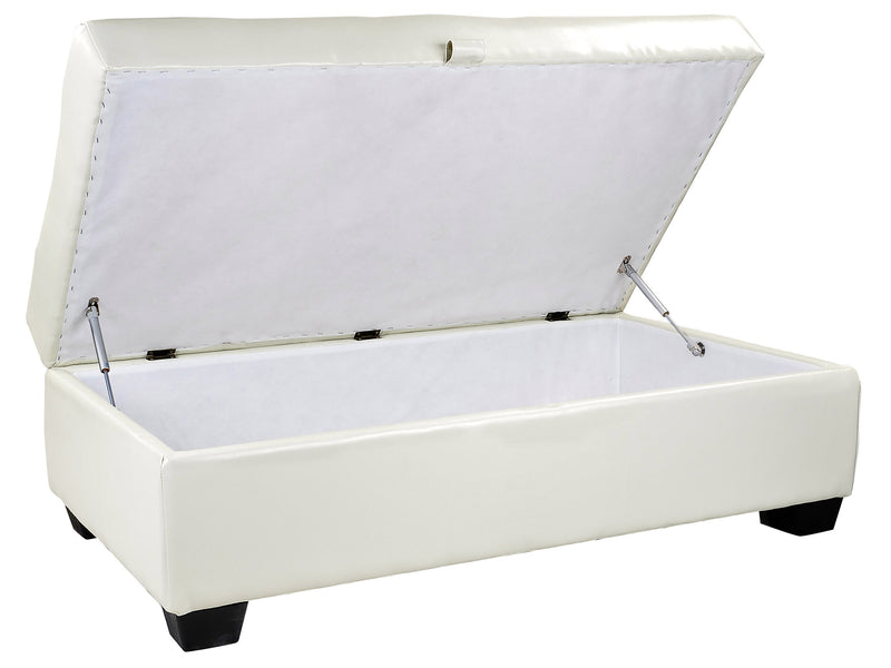 white Tufted Ottoman with Storage Antonio Collection product image by CorLiving
