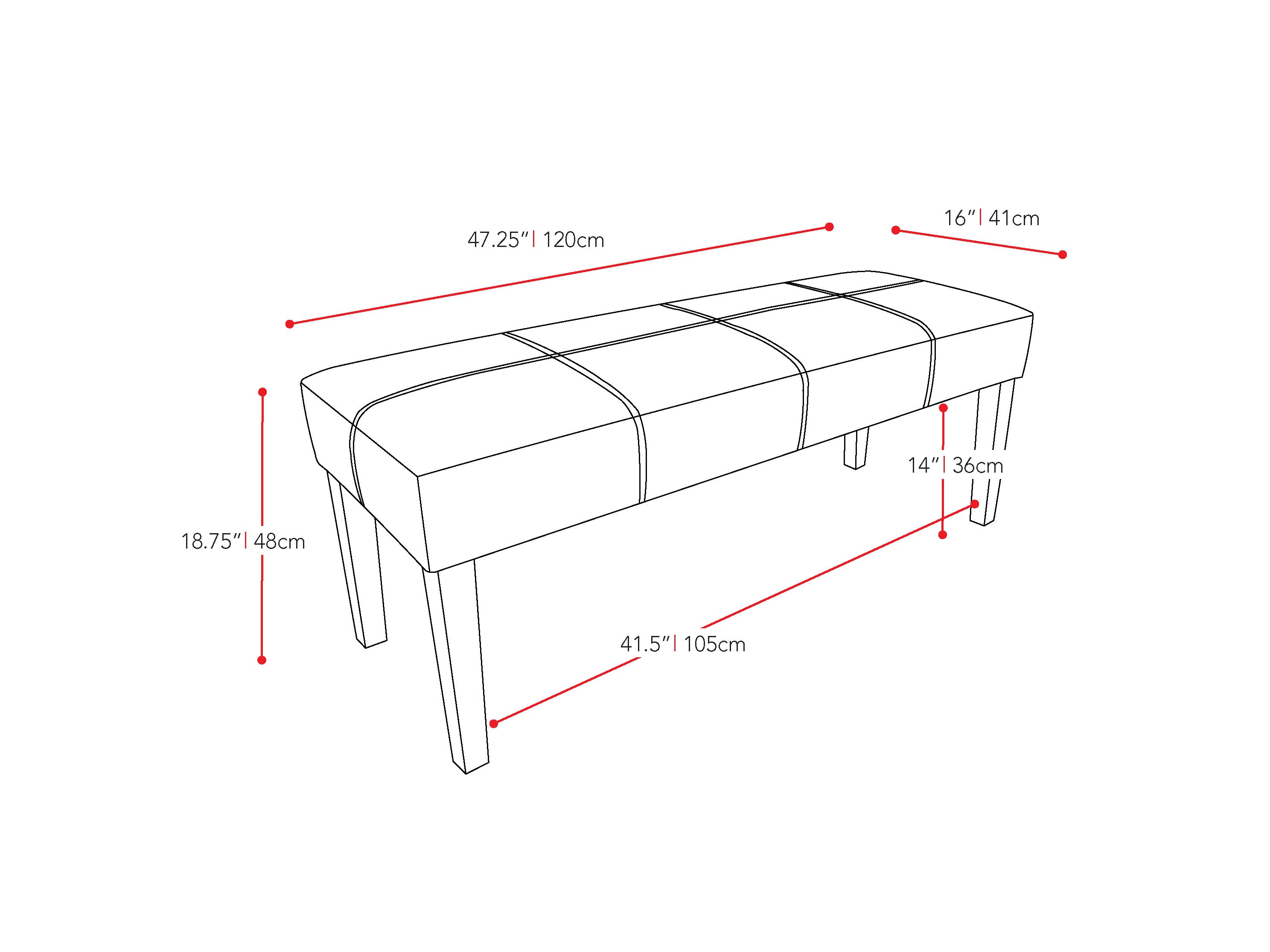 Brown Ottoman Elias Collection measurements diagram by CorLiving#color_elias-brown