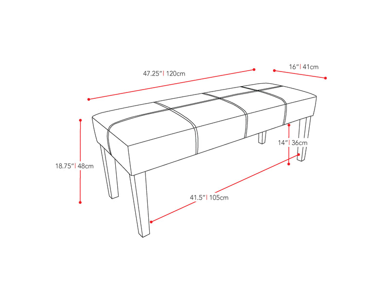 Brown Ottoman Elias Collection measurements diagram by CorLiving