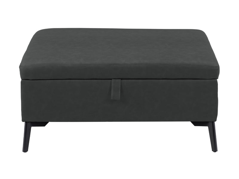 black Mid-Century Modern Ottoman Linden Collection product image by CorLiving