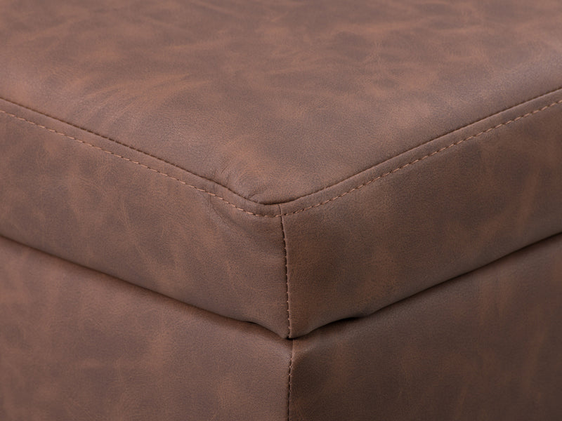 dark brown Mid-Century Modern Ottoman Linden Collection detail image by CorLiving