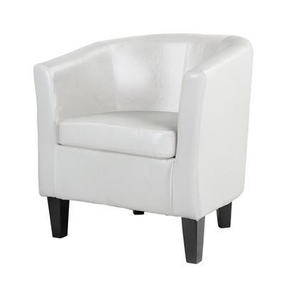 white Leather Barrel Chair Sasha Collection product image by CorLiving#color_white