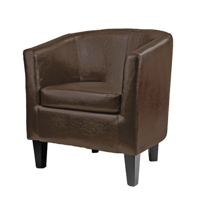dark brown Leather Barrel Chair Sasha Collection product image by CorLiving#color_dark-brown