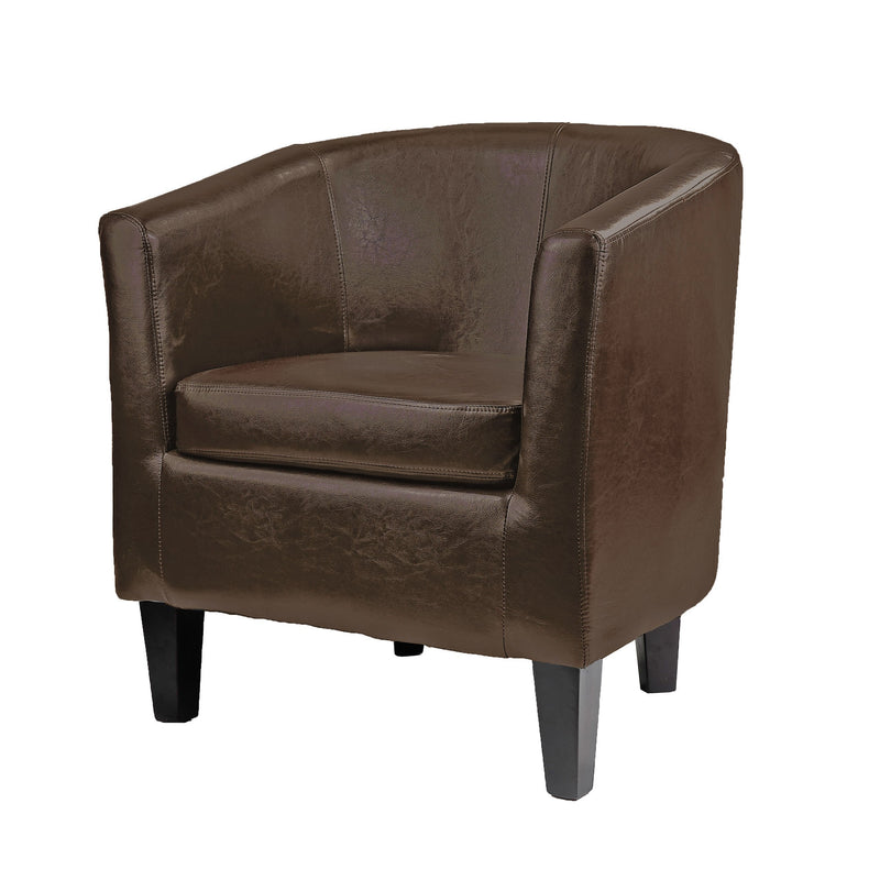 dark brown Leather Barrel Chair Sasha Collection product image by CorLiving