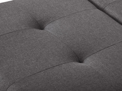 Gray double storage ottoman with tufted lid, upholstered in soft fabric, featuring sturdy wooden legs and spacious interior compartments, perfect for living room or bedroom organization and seating.