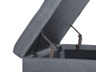 grey Double Storage Ottoman Bench Yves Collection detail image by CorLiving#color_yves-grey