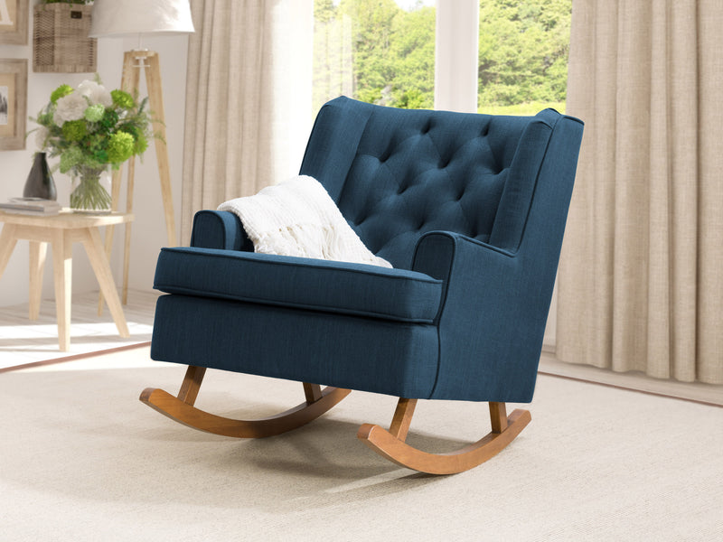 navy blue Modern Rocking Chair Freya Collection lifestyle scene by CorLiving