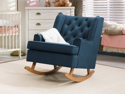 navy blue Modern Rocking Chair Freya Collection lifestyle scene by CorLiving#color_freya-navy-blue