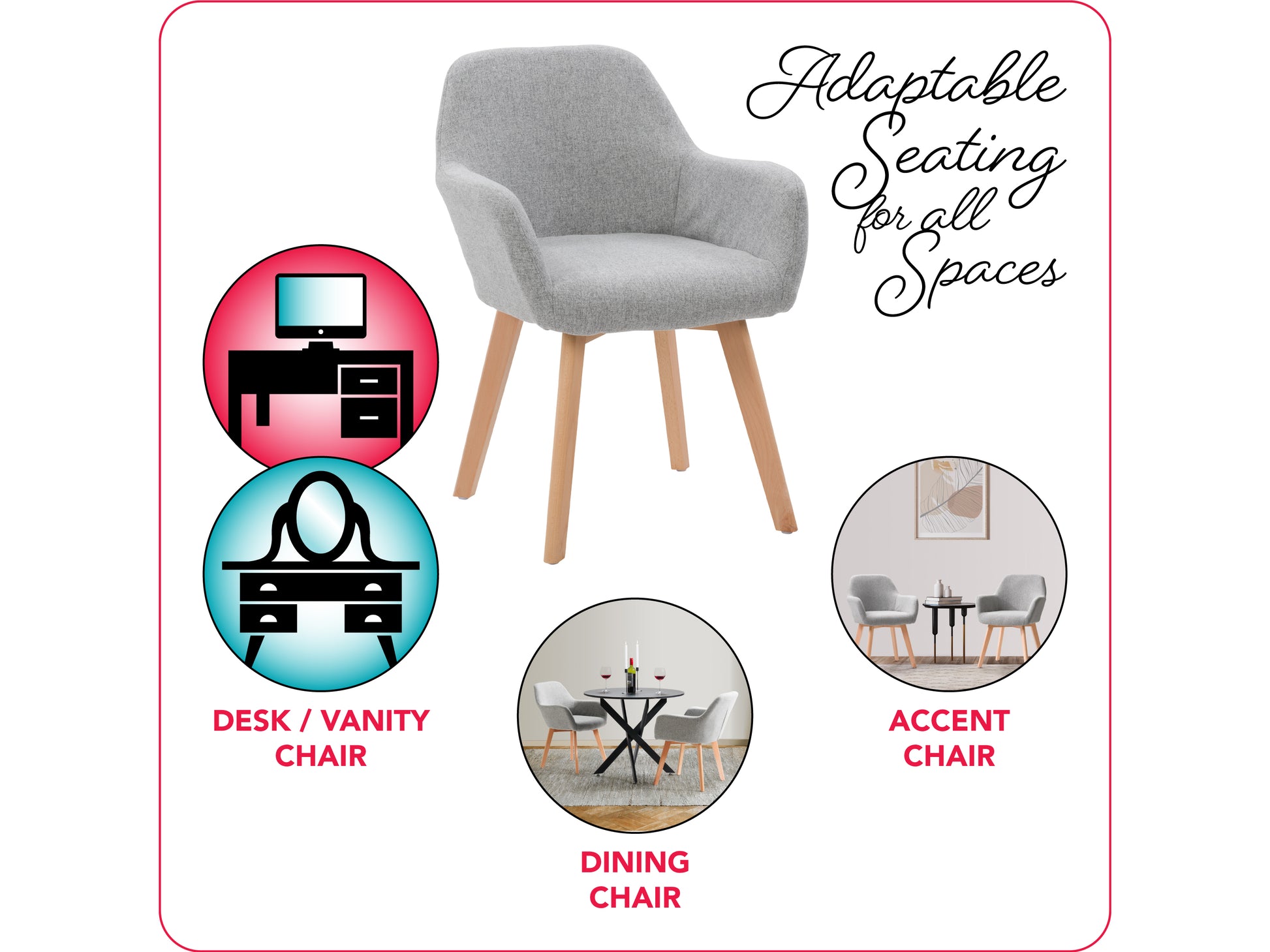 Set of 2 modern grey dining chairs with cushioned seats, sleek metal legs, and a minimalist design. Perfect for contemporary dining rooms or kitchens.