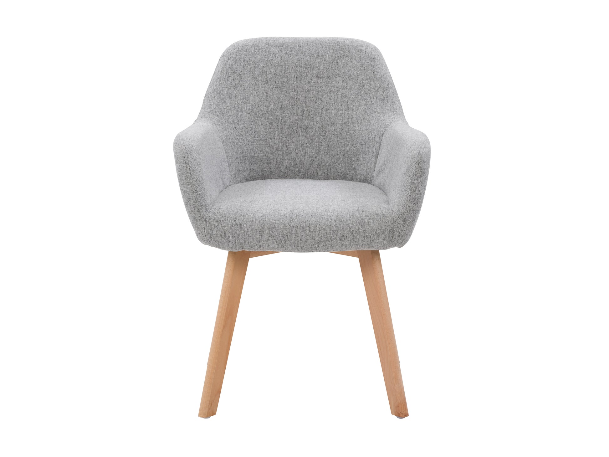 Set of two grey dining chairs with cushioned seats, sleek wooden legs, and a modern design. Ideal for contemporary dining spaces, these chairs offer comfort and style with their minimalist aesthetic and durable construction.