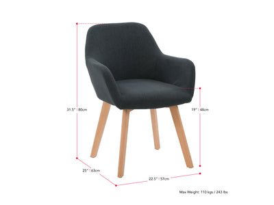 dark grey Dining Chairs, Set of 2 Aaliyah Collection measurements diagram by CorLiving#color_dark-grey
