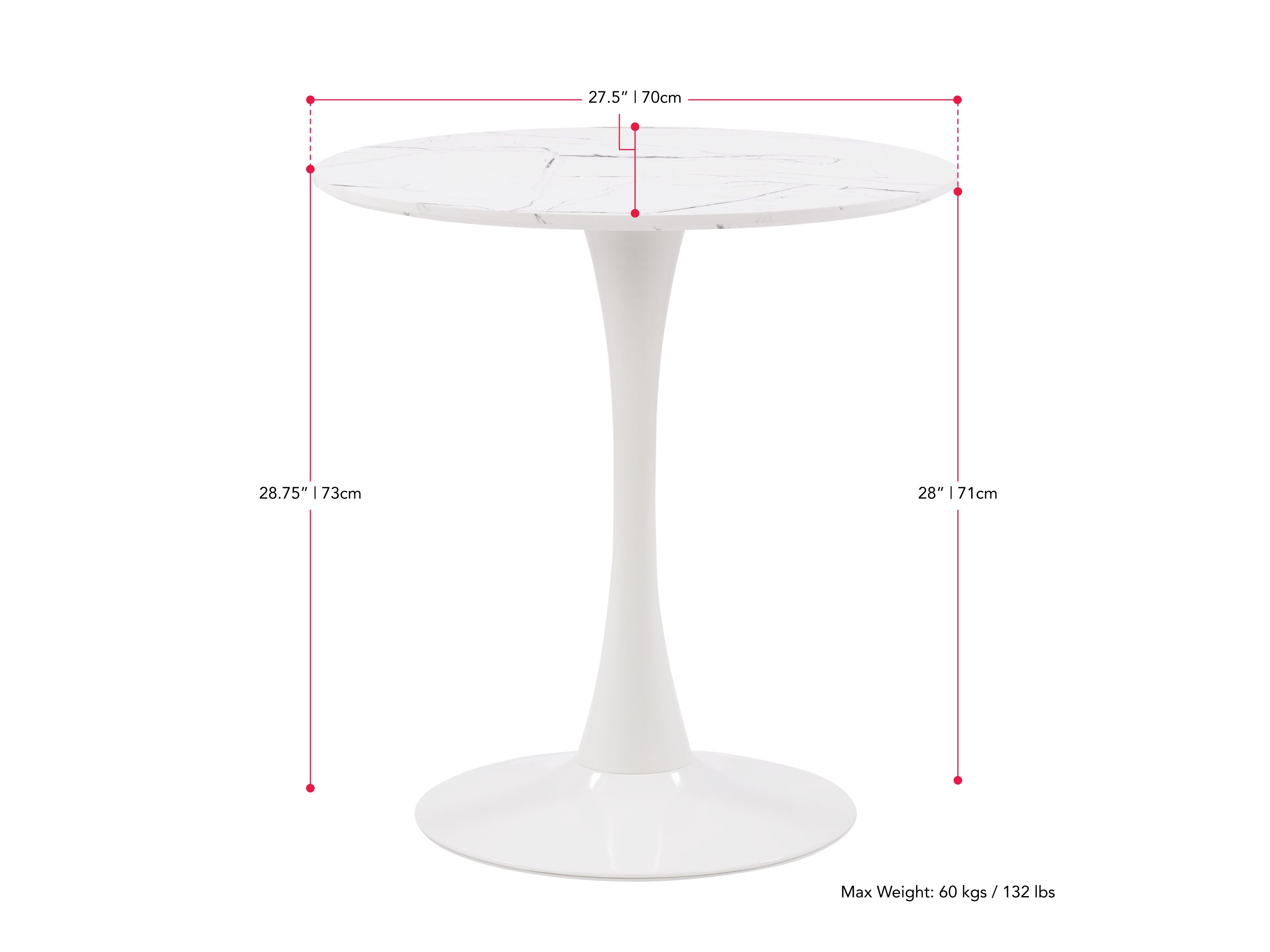 teal 4 Piece Bistro Dining Set Ivo Collection measurements diagram by CorLiving#color_ivo-teal