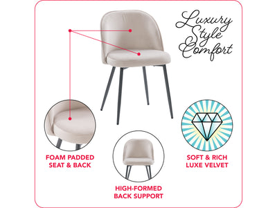 greige Velvet Side Chair Ayla Collection infographic by CorLiving#color_greige