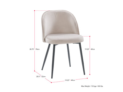 greige 4 Piece Bistro Dining Set Ivo Collection measurements diagram by CorLiving#color_ivo-greige