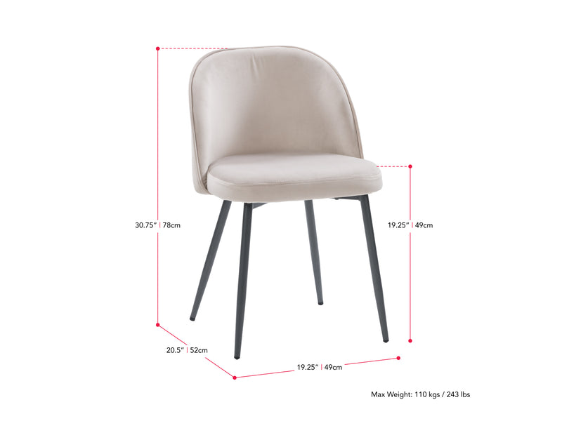 greige 4 Piece Bistro Dining Set Ivo Collection measurements diagram by CorLiving