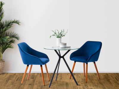 navy blue Velvet Dining Chairs, Set of 2 Alice Collection lifestyle scene by CorLiving#color_navy-blue
