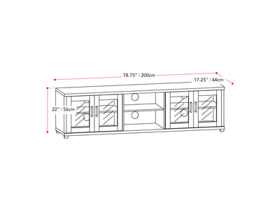 black TV Bench for TV's up to 95" Fremont Collection measurements diagram by CorLiving#color_black