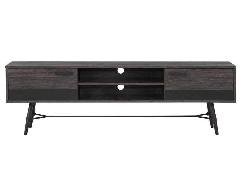 distressed carbon grey black duotone Mid Century Modern TV Stand for TVs up to 85" Aurora Collection product image by CorLiving