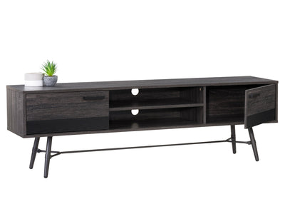 distressed carbon grey black duotone Mid Century Modern TV Stand for TVs up to 85" Aurora Collection product image by CorLiving#color_distressed-carbon-grey-black-duotone
